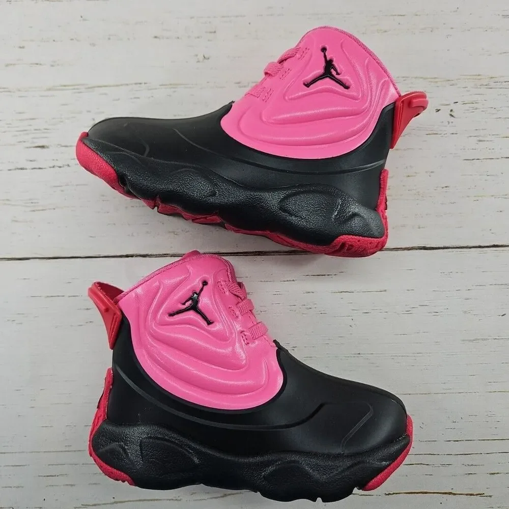 Nike Air Jordan Drip 23 Pink Black Toddler Girls 7C Rain Boots CT5799-600‎